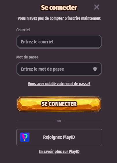 Formulaire de connexion Dragonia